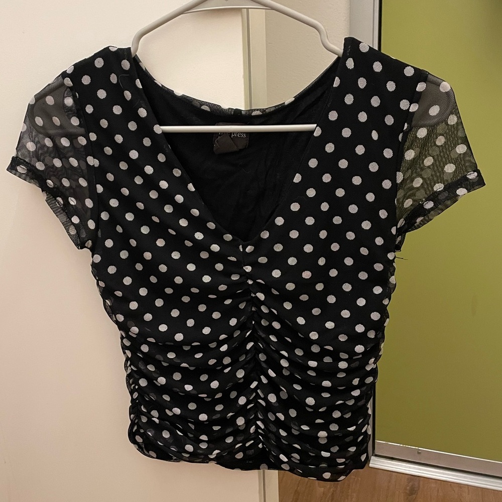 Free Press polka-dot cropped shirt